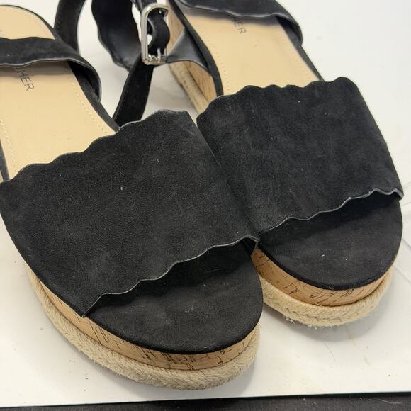 Marc Fisher Faithful Faitful Wedge Espadrilles Sandals Black Suede Leather 8 M - Picture 11 of 11